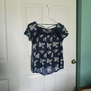 blue floral blouse